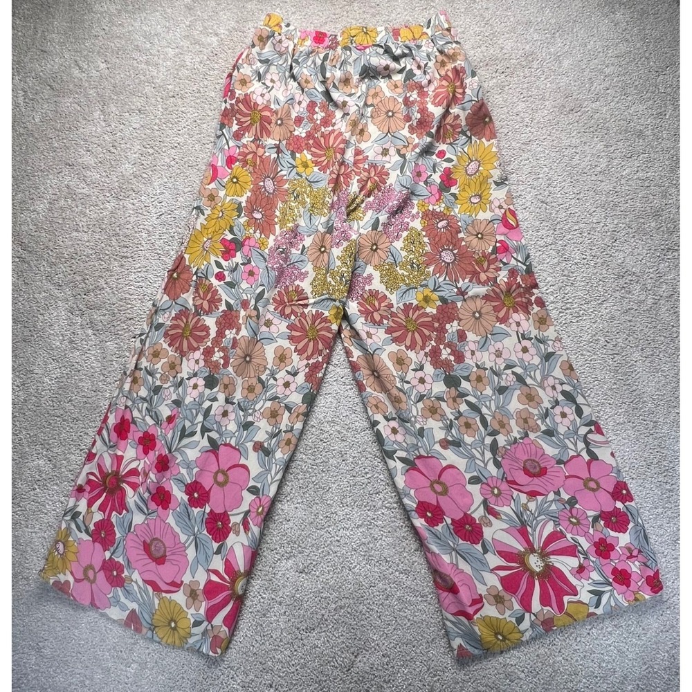 Petal & Pup Floral Wide Leg Crop Pants High Waist Womens 6 Colorful Boho - Picture 2 of 5
